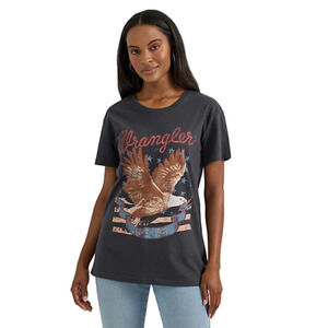 Wrangler T-Shirt Women's Medium Gray Oversized Eagle Short Sleeve Graphic NWT